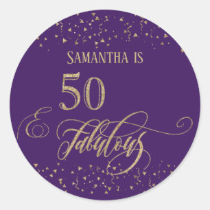 Sticker Rond 50 & Fabulous Gold Parties scintillant Confetti, D