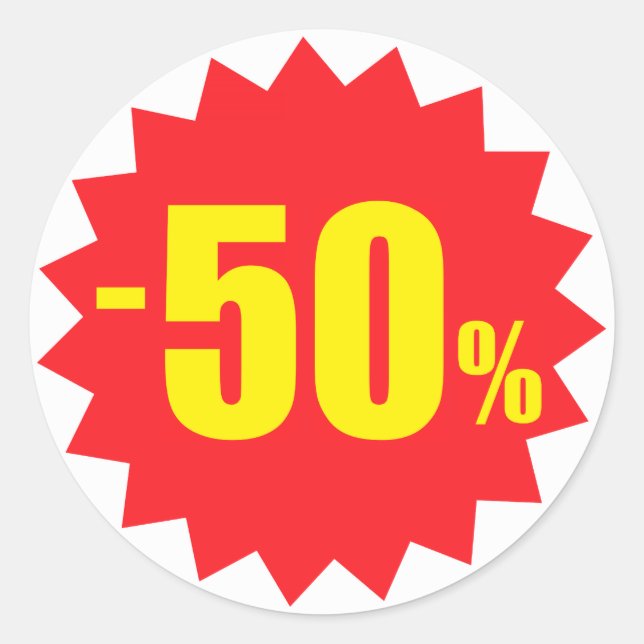 Sticker Rond 50 pour cent d'autocollants de réduction vente, bl (Devant)