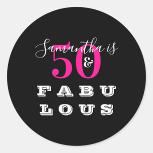 Sticker Rond 50e anniversaire 50 fabuleuse fête d'anniversaire 