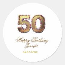 50e anniversaire ajouter nom date année or floral