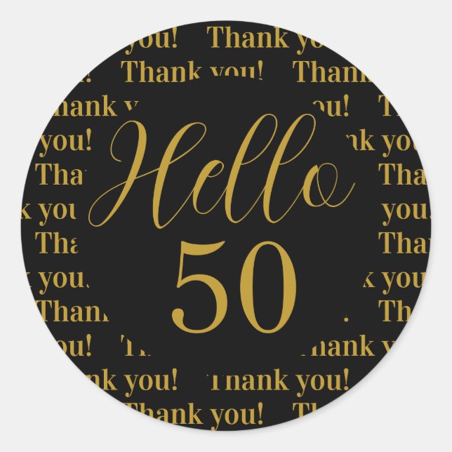 Sticker Rond 50e anniversaire Black Gold Merci (Devant)