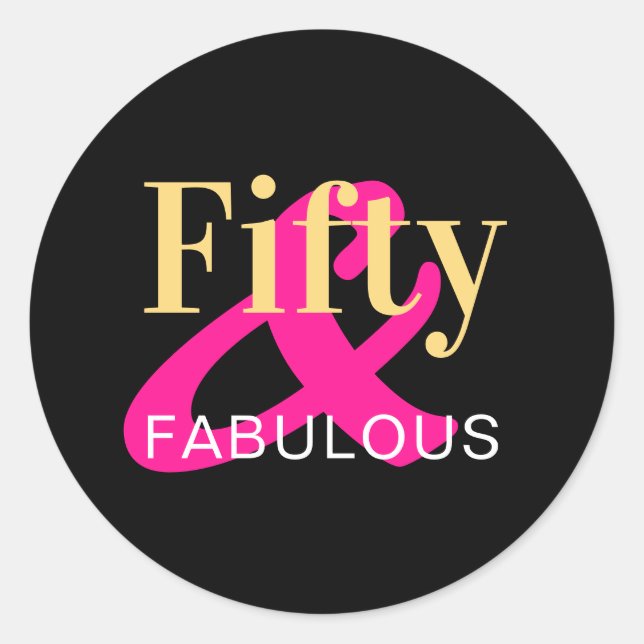 Sticker Rond 50e anniversaire Cinquante et fabuleux Black Gold  (Devant)
