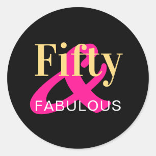 Sticker Rond 50e anniversaire Cinquante et fabuleux Black Gold 