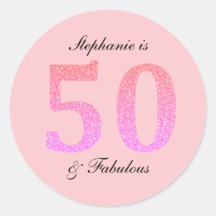 Sticker Rond 50e anniversaire Cinquante Fabuleux nom Parties sc