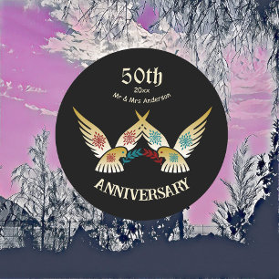 Sticker Rond 50e anniversaire Couple Inséparables d'art décorat