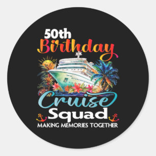 Sticker Rond 50e anniversaire de croisière Escouade amis Famill