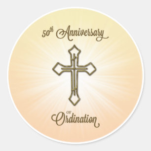 Sticker Rond 50e anniversaire de l'ordination, Croix d'or sur l