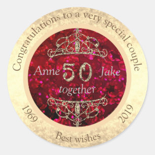 Sticker Rond 50e anniversaire de Mariage Cadeaux pour les coupl