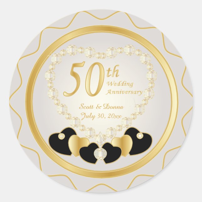 Sticker Rond 50e anniversaire de Mariage d'or (Devant)
