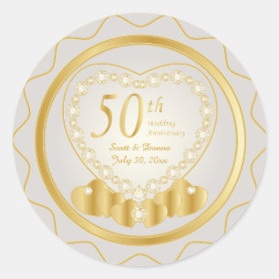 Sticker Rond 50e anniversaire de Mariage d'or   Texte do-it-you