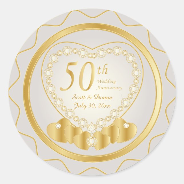 Sticker Rond 50e anniversaire de Mariage d'or | Texte do-it-you (Devant)