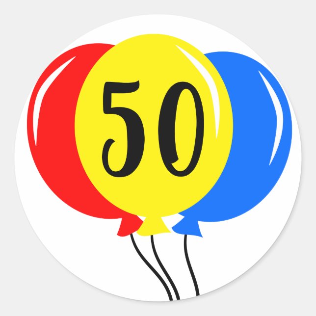 Sticker Rond 50e anniversaire des ballons colorés (Devant)
