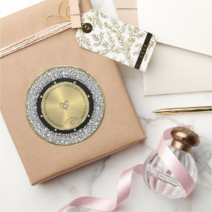 Sticker Rond 50e anniversaire du mariage diamants blancs & or R