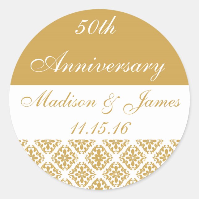 Sticker Rond 50e anniversaire du Mariage d'or (Devant)