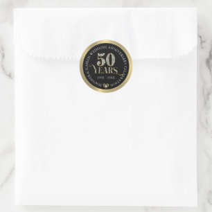 Sticker Rond 50e anniversaire du mariage or et diamants blancs 