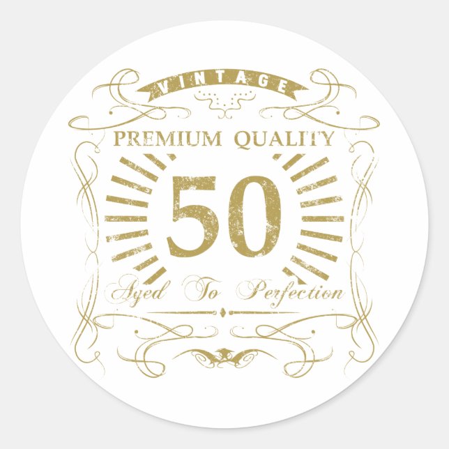 Sticker Rond 50e anniversaire Gag cadeau (Devant)