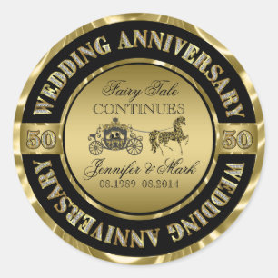 Sticker Rond 50e anniversaire Mariage-Mariage Horse & Carriage