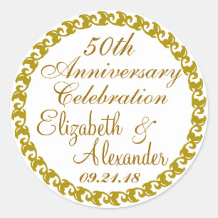 Sticker Rond 50e anniversaire Mariage-or