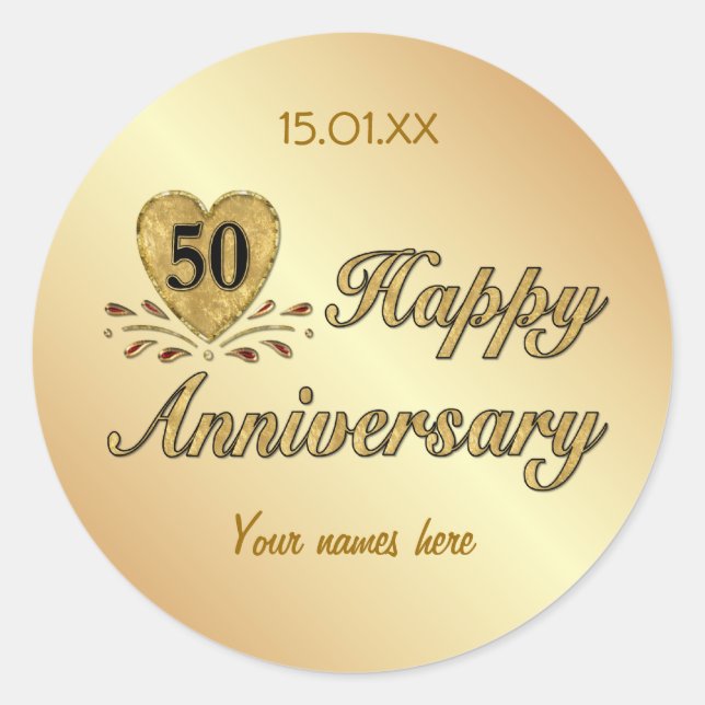 Sticker Rond 50e anniversaire - Or (Devant)