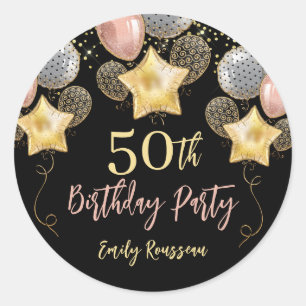 Sticker Rond 50e anniversaire Parties scintillant d'or Confetti