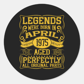 Sticker Rond 50ème Anniversaire Légendes Nées En Avril 1975