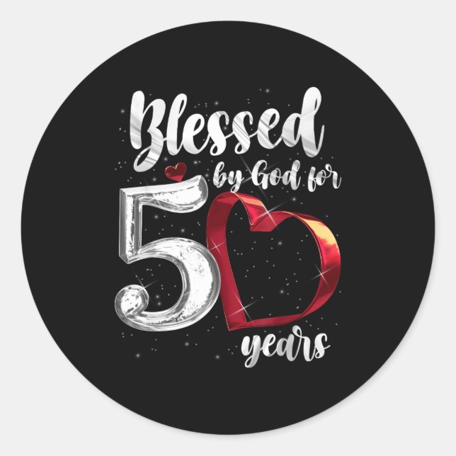 Sticker Rond 50th Birthday Blessed By God For 50 Years Birthday (Devant)