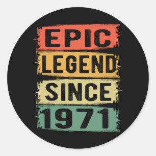 Sticker Rond 51 ans Anniversaire 1971 Légende épopée 51e annive