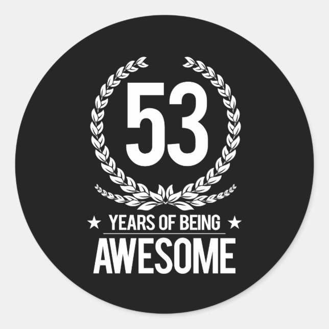 Sticker Rond 53e anniversaire (53 ans d'être génial) (Devant)