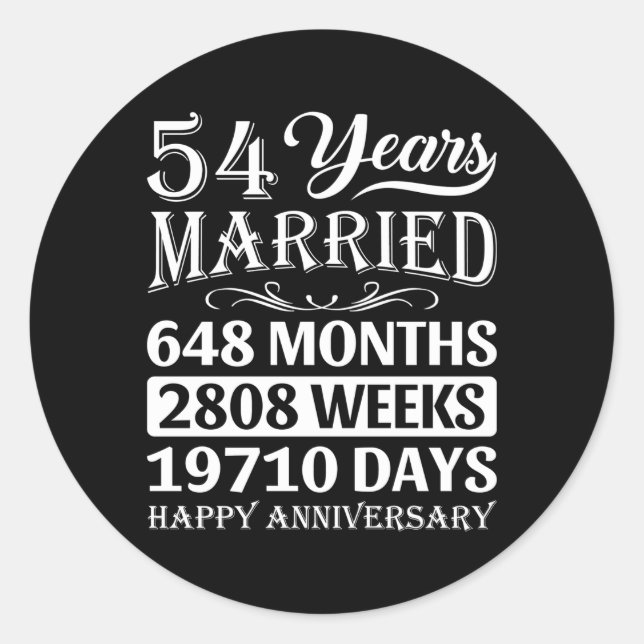 Sticker Rond 54 Ans De Mariage Heureux 54E Anniversaire De Mari (Devant)