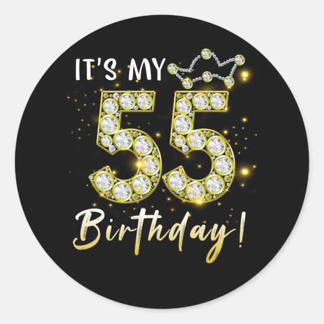 Sticker Rond 55 ans C_s mon anniversaire 55e anniversaire Diamo (Devant)