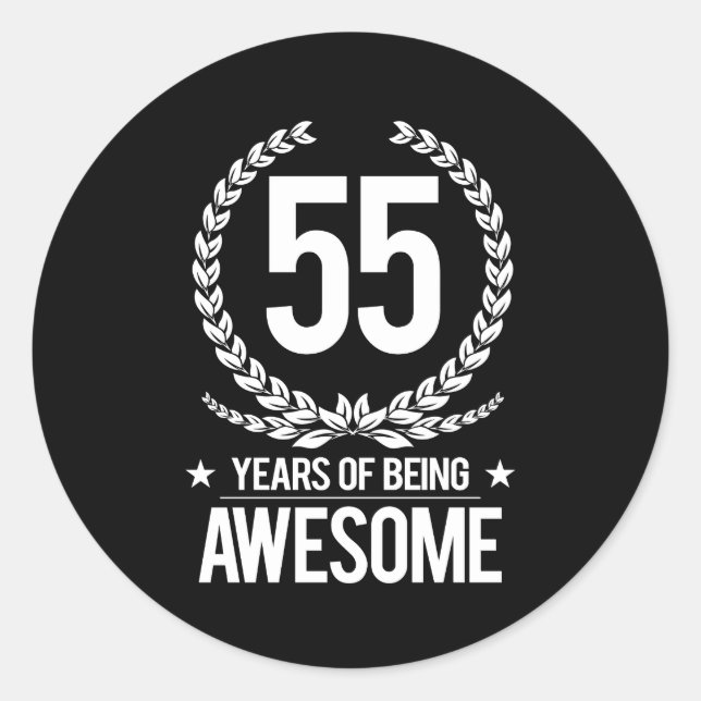 Sticker Rond 55e anniversaire (55 ans d'être génial) (Devant)