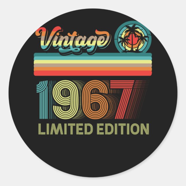 Sticker Rond 55e anniversaire Décorations Hommes 55 ans 1967 (Devant)