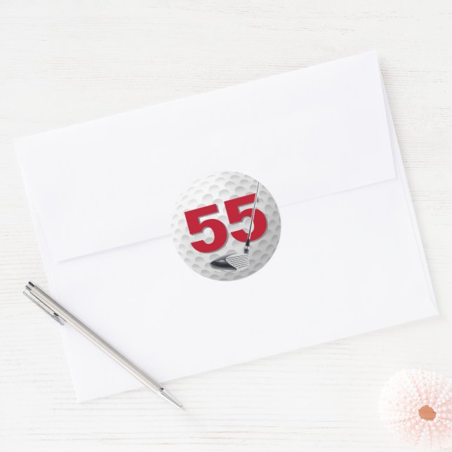 Sticker Rond 55e anniversaire Golf Ball Design (Enveloppe)