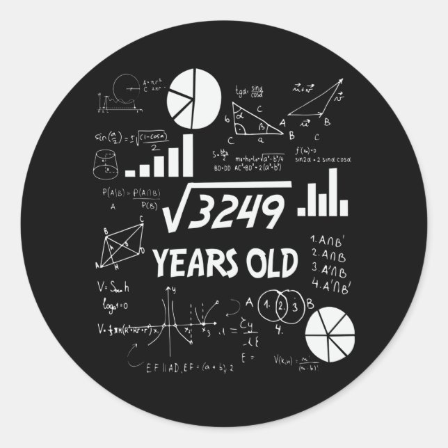 Sticker Rond 57 Ans Enseignant en mathématiques Anniversaires 5 (Devant)