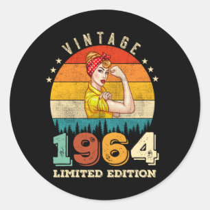 Sticker Rond 58 Ans 1964 Femmes Vintages 58e anniversaire Cadea