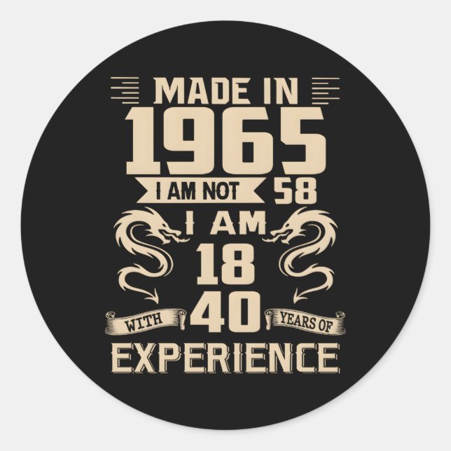 Sticker Rond 58E Dragon Fabriqué En 1965 58 (Devant)