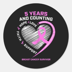 Sticker Rond 5 ans Cancer du sein Survivant 5 ans Cancer Sans c