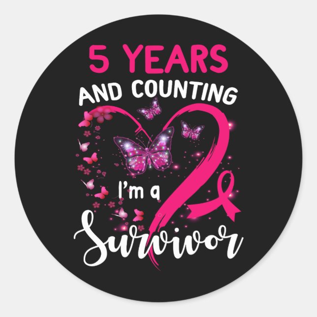 Sticker Rond 5 Ans Et Je Compte Un Survivant 5 Ans Cancer (Devant)