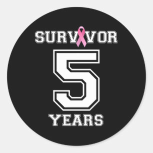 Sticker Rond 5 Ans Survivant Du Cancer Du Sein Pour Le Ruban K