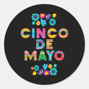 Sticker Rond 5 De Mayo Cinco De Mayo Sombrero Maraca