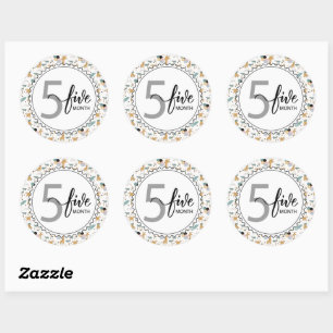 Sticker Rond 5 Mois Jalon bébé Giraffes et ballons