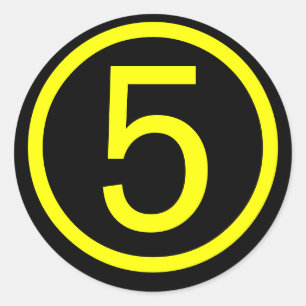 Sticker Rond 5 - numéro cinq