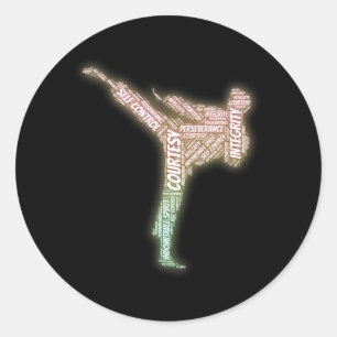 Sticker Rond 5 principes du Taekwondo arts martiaux
