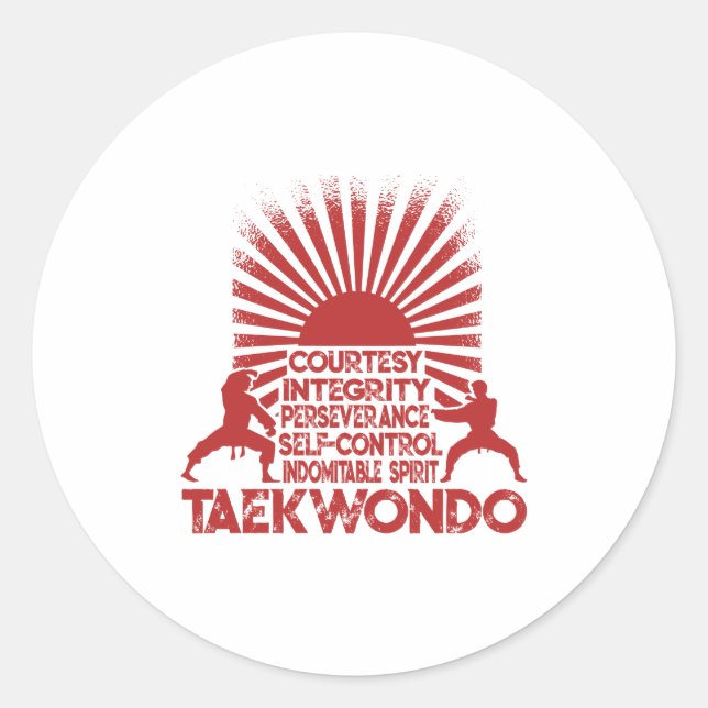 Sticker Rond 5 Ténets De Taekwondo (Devant)