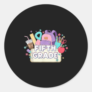 Sticker Rond 5e année Floral Retour à l'école 5e année Graders 