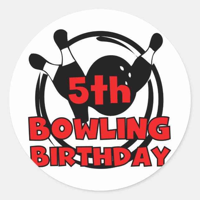 Sticker Rond 5e Bowling Anniversaire Tshirts et cadeaux (Devant)