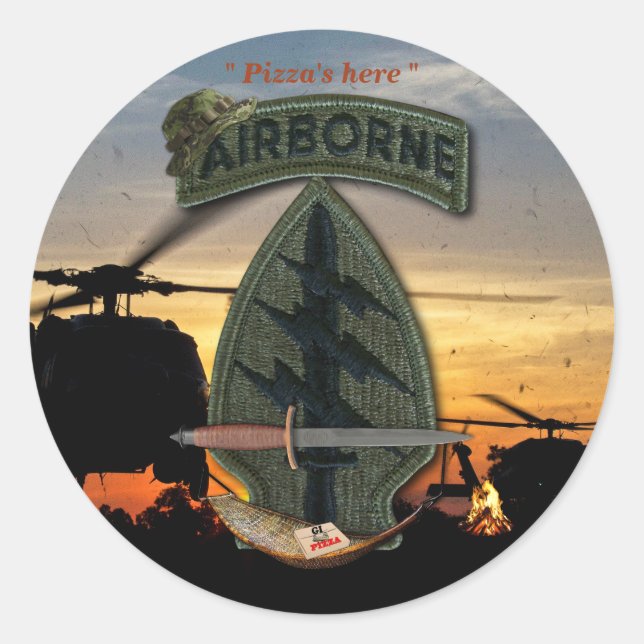 Sticker Rond 5e forces spéciales Green Berets lrp nam (Devant)