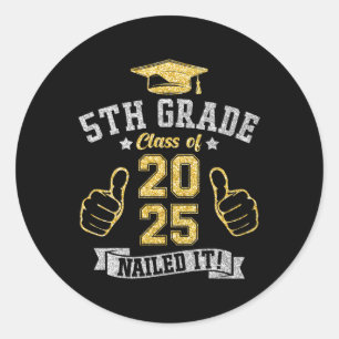 Sticker Rond 5e grade Cl de 2025 Clôturé Il Étudiants de Gradua