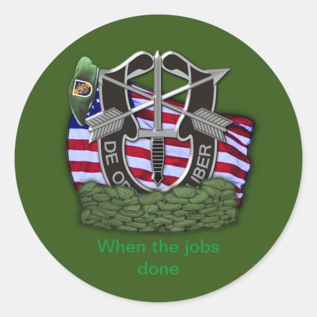 Sticker Rond 5e Groupe des forces spéciales Berets verts Vietna (Devant)