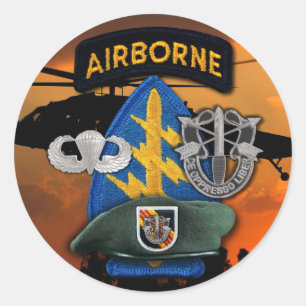 Sticker Rond 5e Groupe des forces spéciales Berets verts Vis SF